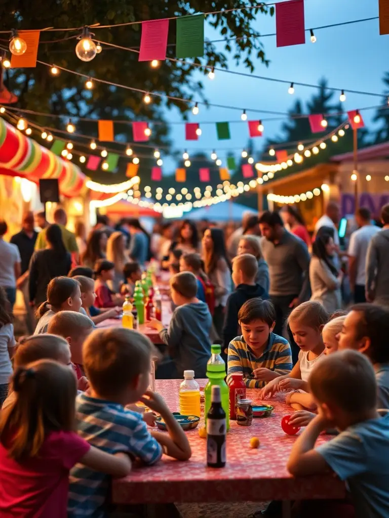A picture of children and adults enjoying a festive event organized by the association, showcasing the association's role in creating joyful experiences.