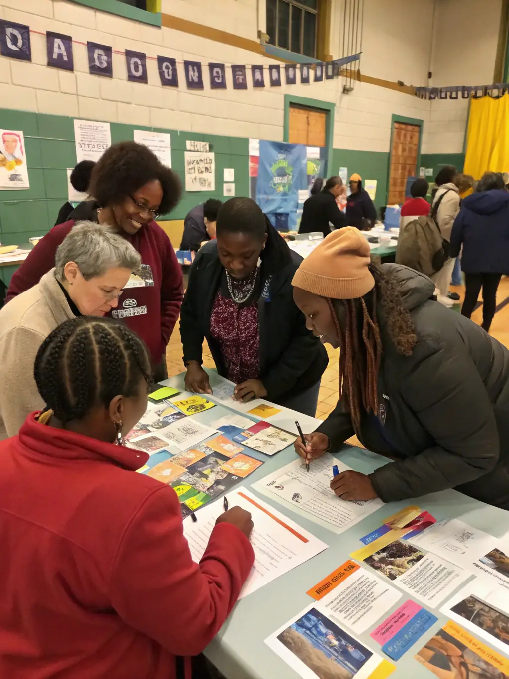A photograph of a group of residents participating in a workshop or skill-sharing session, demonstrating the association's commitment to lifelong learning and community empowerment.